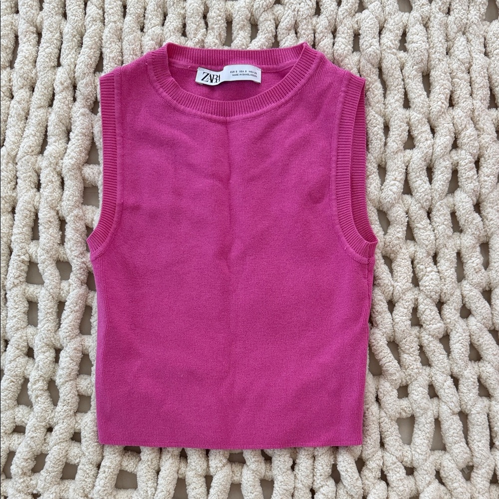 Zara Women’s Vibrant Pink Crop/Midi Tank Top